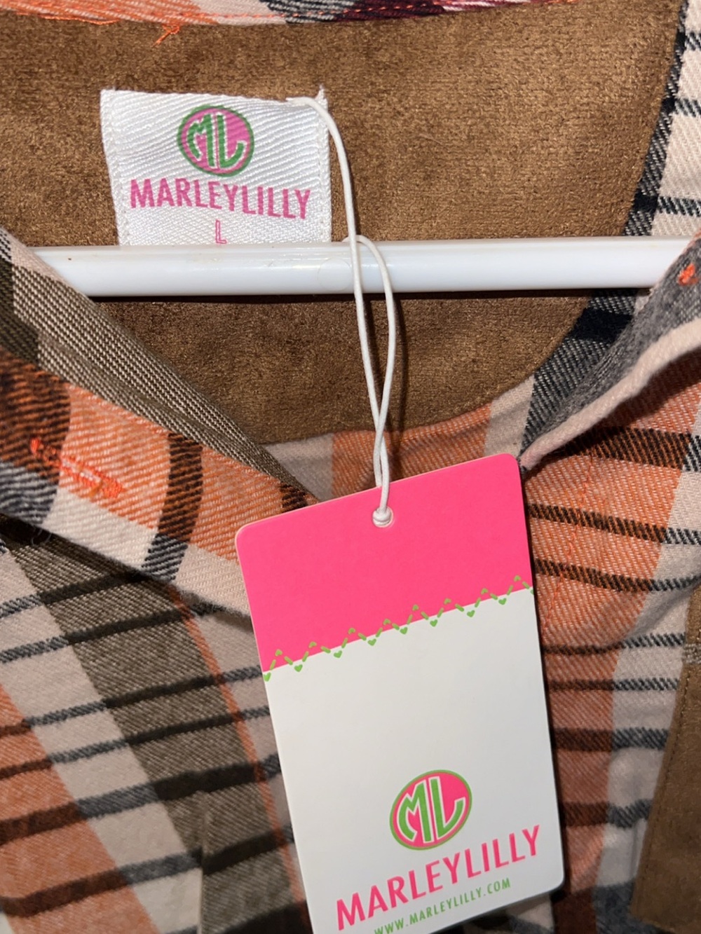 Marleylilly Plaid Button Front Flannel Shirt Jacket NWT Monogrammed Large - Picture 5 of 8